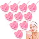 15 Sets Facial Bowls Plastic Heart Shaped Facial Mask Mixing Set with Spatula Pink Facemask Bowl DIY Skin Care Mixing Tool Kit Esthetician Supplies for Lady Women Home Beauty Salon