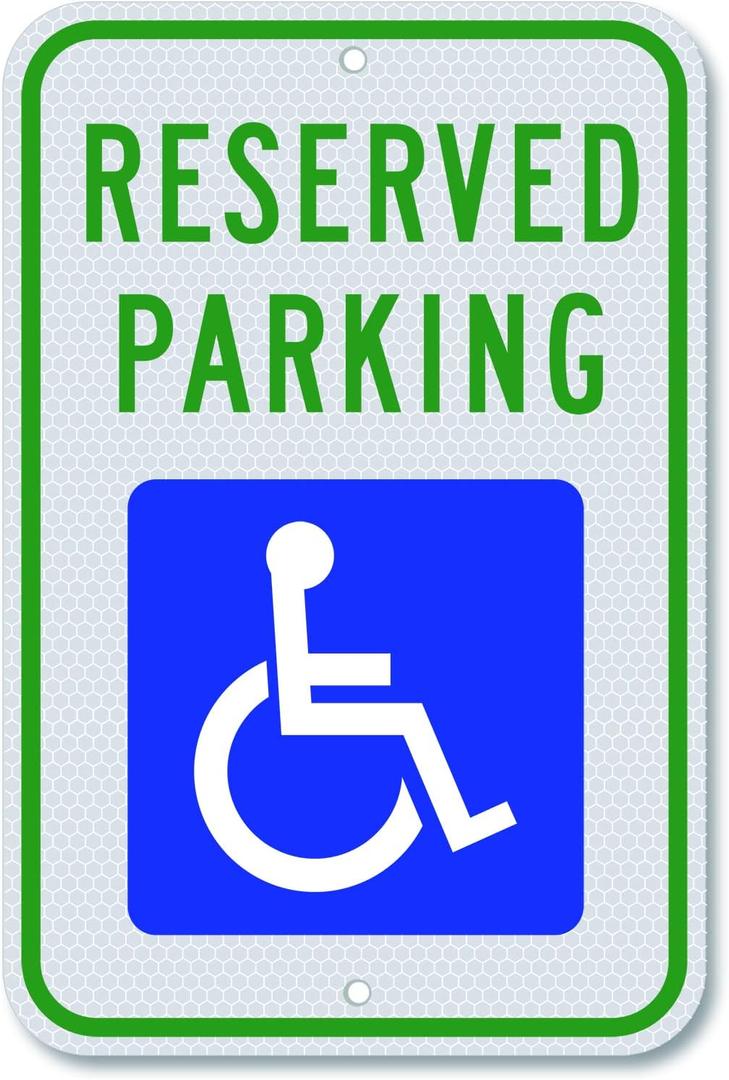 Handicap Parking Sign - 18 x 12 Inch Aluminum With ADA Accessibility Symbol, Reserved Parking, Engineer Grade Reflective Material, UV Protected and Weatherproof (Reflective-Blue)