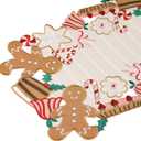 Gingerbread Table Runner Christmas Decorations Candy Cane 36 inches Long for Kitchen Dinning Coffee Table Home Holiday Party Decor