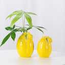 Cute Small Vase for Fresh Flowers, Ceramic Lemon Vase for Small Flowers, Decorative Plant Pot Home Decor Table Centerpiece for Living Room, Bedroom, Kitchen, Office Desk, Unique Gift Idea (Yellow L)