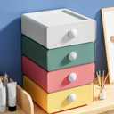 RETON 4 PCS Desktop Storage Drawers, Stackable Desk Organizer with Drawers, Large Capacity Desktop Storage Box for Office, School, Room, Dorm, Bathroom (4 Colors)