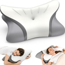 Cervical Neck Pillow - Cooling Pillow for Neck Pain Relief, Ergonomic Side Sleeper Pillow for Sleeping, Contour Memory Foam Pillows for Neck Support, Orthopedic Bed Pillow for Back Sleepers (White)