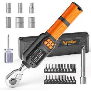 Digital Torque Wrench Set, 1.1-22.1 Ft.lb/1.5-30 Nm, 1/4" Drive Inch Pound Bike Torque Wrench Electronic with Buzzer & LCD Indicator for Bicycle E-bike Motorcycle (Black)