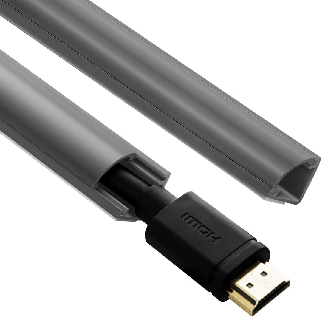 136in Corner Cable Concealer, Corner Cord Hider for One Cord, Wire Covers for Cords, Paintable Corner Cord Cover, Cable Management Channel Cable Raceway for Wall, Floor Baseboard, Ceiling Grey