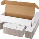 Bulk 1200 Capacity Trading Cards Storage Box, in Total 25 Pack Brown White Cardboard Shipping Boxes for 30000 Count 12pt 2.5x3.5 inch Cards or Sleeved Cards