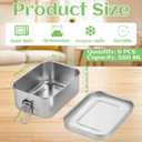 6 Pcs 550ml Stainless Steel Bento Box, Metal Bento Lunch Box, Stainless Steel Food Containers with Lids, Lockable Clips to Leak Proof, Reusable Dishwasher Snack Boxes for Camping Picnic Travel Work