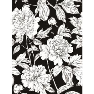 Vintage Floral Peel and Stick Wallpaper Boho Removable Self Adhesive Wall Paper for Bedroom,Kitchen Accent Wall Decorations 17.3"x236" Vintage White and Black Floral Leaf Vinyl Contact Paper
