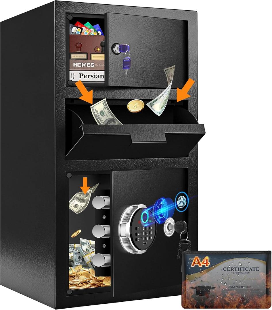 5.8 Cuft Large Fireproof Biometric Drop Safe for Business