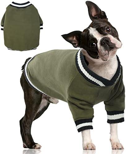 FUAMEY Pullover Sweatshirt, Winter Sweater for Dogs, Warm Clothes Vest, Thick Puppy Fleece, Cute Outfit for Dogs, Green XL