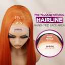 BLL Ginger Wig, Lace Front Wigs Pre-Plucked 13x4 Synthetic HD Lace Front Wigs Long Straight Glueless Ready to Wear Orange Wig For Black Women 26inch