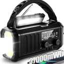 Hand Crank Emergency Radio,37000mWh Solar Powered Portable NOAA AM FM Weather Radio with 3Mode Flashlight and Reading Light,Cell Phone Charger,Home and Emergency Distress Signal (Black)