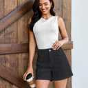 Luvamia Jean Shorts for Women Trendy Wide Leg Mid Thigh Casual Summer Stretchy Denim Shorts Jorts with Braided Pockets, M