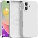 Ktele Magnetic for iPhone 16 Case [Compatible with Magsafe] [Premium Silicone Satin-Smooth Touch] Slim Shockproof Anti-Scratch Microfiber Lining Case, 6.1 inch, White