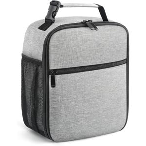 Lunch Bag for Men/Women, Reusable Lunchbox for Adult, Small Insulated Lunch box, Lunch Tote Bag for Office, Work, Picnic - Grey (Gray)