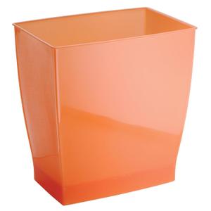 iDesign Small Plastic Bathroom Trash Can, Slim Rectangle Garbage Bin for Bedroom, Office, Dorm, Orange (Tango)