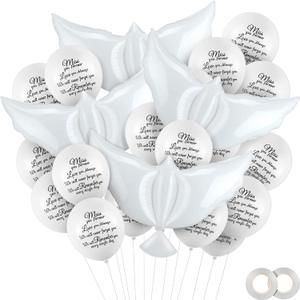 Skylety 36 Pieces Memorial Balloons to Release in Sky Memory Peace Dove Balloons Helium for Funeral, Condolence, Funeral, Anniversary, Memorial Services(White)