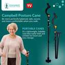 Campbell Posture Cane | Walking Cane for Men, Women | Mobility Device, Portable, Lightweight, Adjustable, Self-Standing, Folding, Collapsible Hand Walking Stick, 10 Height Adjustment, 360 Traction Tip, 1 Count