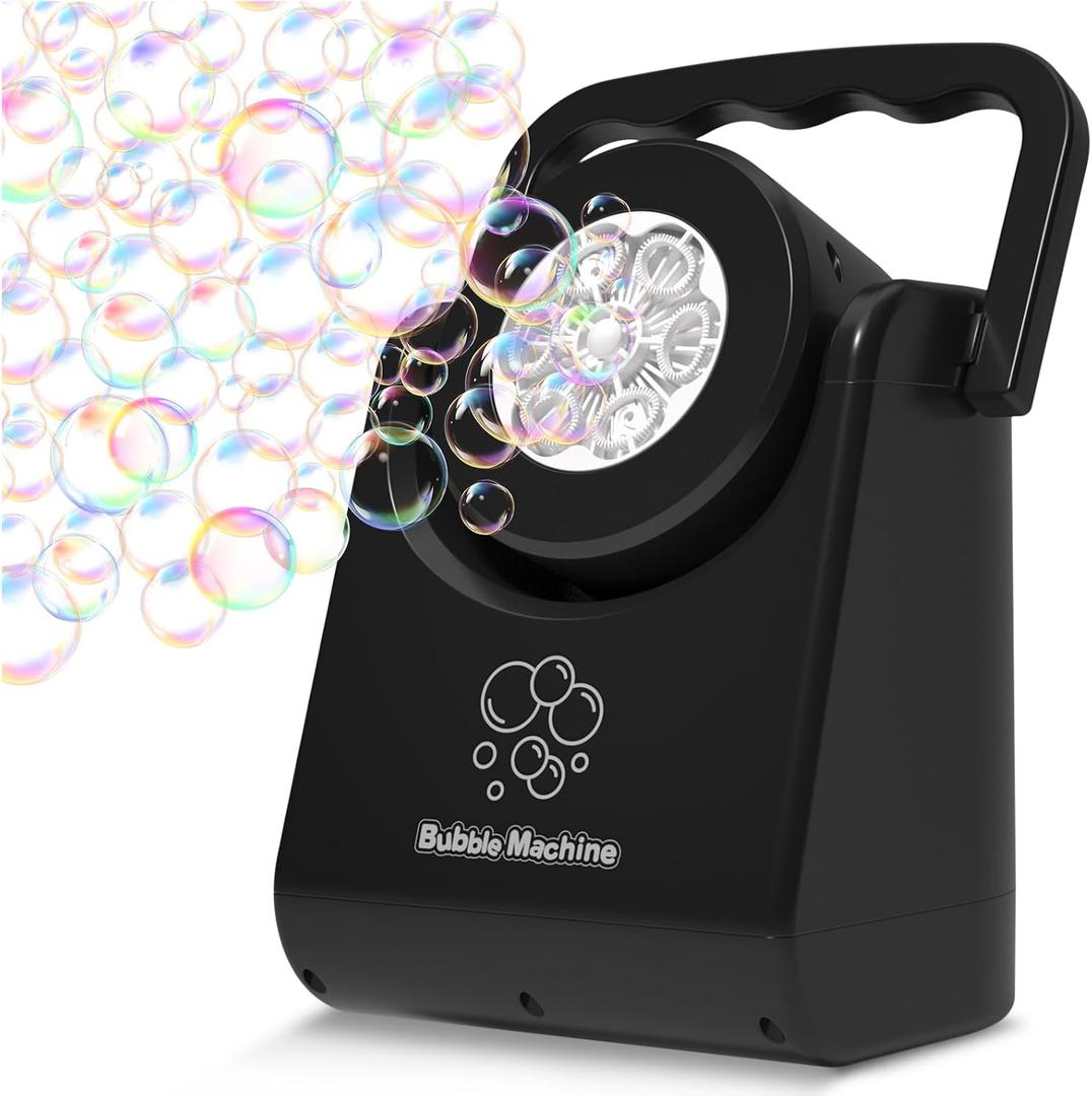 IFLOVE Bubble Machine for Kids 3+-Automatic Bubble Blower with Adjustable Angle,5000+ Bubbles Per Minute,Portable Bubble Maker Toy for Boys Girls,Outdoor Party Wedding Easter Birthday Gifts (Black 01)
