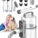 Simple Way Dog Vacuum Grooming Kit for Shedding: Professional Hair Clippers Pet Groomer - Strong Suction Cleaner Deshedding Tool Fur Brush Attachment Trimmer for Home Cat (Pale White)