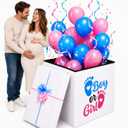 Thyle Upgrade 24" Large Reusable Gender Reveal Gift Box Kit (No Assembly), Foldable Pop up Baby Shower Balloon Box with Lid & Giant Bow, Durable High-density Mdf & Oxford Fabric, Keepsake Container, 1 Count