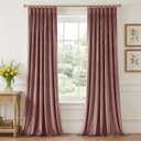 StangH Dusty Rose Velvet Curtains 96 inches Long, Romantic Pinch Pleated Drapes with Hooks Vertical Light Blocking Window Treatments for Living Dining Room, W40 x L96, 2 Panels