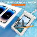IPX8 Floating Waterproof Phone Pouch 2-Pack ,7.2 Inch Waterproof Dry Bag16/15/14 Pro Max Galaxy S24/S23 Adjustable Lanyard + wrist strap Beach Swimming Travel Essentials Black white