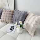 SOMAHE Decorative Sofa Pillows Cases Throw Pillow Covers Faux Fur Plush Pillowcase for Home Fluffy Soft Pillow Cover Grey 18x18 Inch