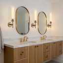 Brass Hardwired Frosted Glass Bathroom Wall Sconces 2 Pack, Modern 20'' Indoor Knurled Wall Sconce, Glass Vanity Light, for Living, Bedroom, Hallway, Staircases,Bulb Included