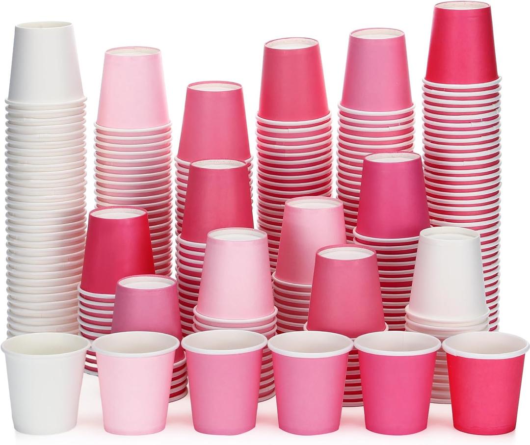 Sawysine 300 Count 3 oz Disposable Small Paper Cups Bathroom, Mouthwash, Espresso & Snack Cups for Party, Office, Coffee, Juice & Water(Gradient Pink)