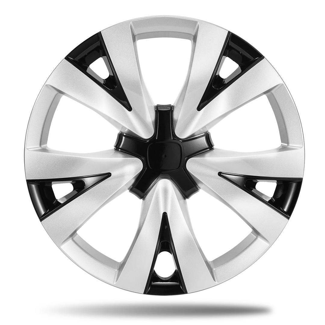 Paanlok 16 Inch Two-Tone Black & Silver Hubcaps for 2016-2026 Honda Civic LX, Fits OEM Steel Wheel #42700-TBA-A12, Direct Replacement #44733-T20-A12, Snap-On Wheel Covers, 4-Pack