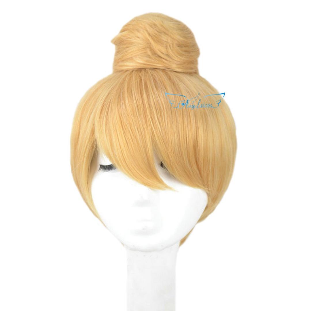 Angelaicos Women's Prestyled Buns Party Anime Cosplay Costume Wig Short Blonde