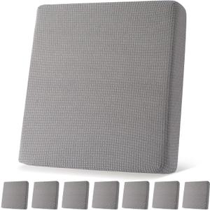 Newwiee 8 Patio Stretch Sofa Cushion Covers Outdoor Cushion Covers Replacement Couch Slipcovers Sofa Seat Cover Soft Chair Cover Furniture Protector for Pet (Light Gray,Waterproof)