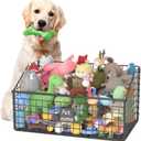 Kaiferty Indestructible Dog Toy basket, Large Toy Bin for Dogs,Pet Toy Bin Dog Metal Basket Organizer Storage for Toys Food Storage (Black), Size L:20.8"L x 13.0"W x 11.0"H