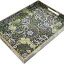 Spsyrine Serving Tray with Handles, Plastic Decorative Tray for Coffee Table, Living Room, Home Decor, Seaweed