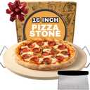 16 inch Baking Stone For Oven - Round Pizza Stone with Handles and Dough Tool - Baking Stone for Bread - Pizza Stones for Oven and Grill - Cooking Gifts for Food Lovers