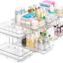 Yieach 4 Pack Under Sink Organizers and Storage,Clear Acrylic Bathroom Organizer and Cabinet Organization for Makeup,Medicine,Two Tier Pull Out Cabinet Organizer Drawers for Pantry,Vanity Storage Bins