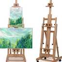 Foldable Large H-Frame Easel, Multi-Functional Adjustable Artist Easel, Large Easel for Painting, Adjustable in Angle and Height, Capable of Accommodating Two Canvases and Sketches, Home Art Creation
