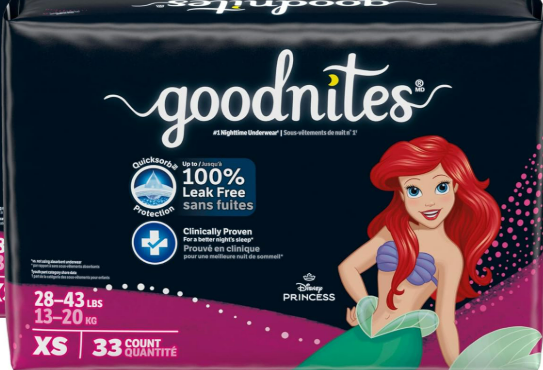Goodnites Girls' Nighttime Bedwetting Underwear, Size Extra Small (28-43 lbs), 66 Ct (2 Packs of 33)