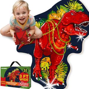 QUOKKA Giant Floor Puzzles for Kids Ages 3-5 - 2x3 Feet 48 Piece Puzzles for Toddlers 2-4 - Large Shaped Educational Kids Puzzles Ages 4-6 - TREX Activity Game Toy for Boys and Girls