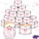 MTLEE 24 Pcs Bow Baby Shower Party Favors Candles Lavender Scented Baby Shower Favors for Guests Rustic Tealights Candles Gender Reveal Return Gifts Girl Boy(1.2 Oz, Pink)
