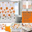 EVENHUG King Comforter Set 7 Pieces Lightweight Soft King Size Comforters for All Season Orange Sunflower Floral Bedding Sets Bed in a Bag with Flat Sheet and Fitted Sheet Pillowcases