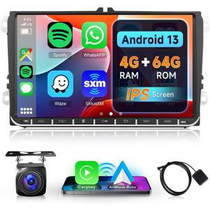 4G+64G Android Car Stereo Radio for VW Passat Jetta Tiguan Golf MK5 MK6 T5 EOS Polo CarPlay, Rimoody 9 Inch Touch Screen Android Auto GPS Navigation Bluetooth FM/RDS EQ-32 SWC Backup Camera