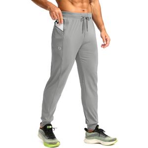 G Gradual Men's Joggers with Zipper Pockets Stretch Tapered Sweatpants Athletic Pants for Men Workout Running Gym (Gray, M)