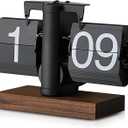 Flip Desk Clock - Retro Digital Flip Table Clock - Mid Century Modern Decor Auto Battery Powered Gear Operated for Room, Home, Office (A Style)