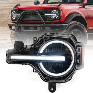Left Full LED Headlight for Ford Bronco 2021 2022 2023 2024 2025, LH Headlamp Assembly Projector OE Factory Style Replacement for M2DZ13008F Driver Side