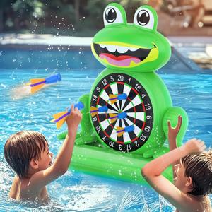 MOONTOY Pool Toys for Kids, Inflatable Frog Dart Board Game, Pool Games for Beach & Backyard, Summer Water Toys for Boys Girls Ages 6-12, Teens & Adults (Pump Included) (Green)