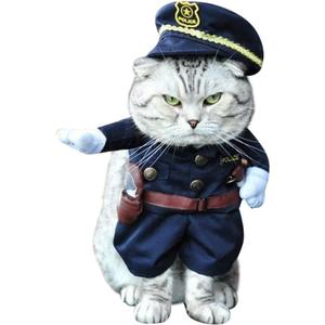 NACOCO Halloween Pet Policeman Costume - Dog and Cat Funny Clothes Outfit Apparel for Small Medium and Large Dogs(Navy Blue, S)