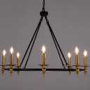 Wellmet Black Gold Wagon Wheel Chandelier, 35inch Diameter Wagon Wheel Chandelier, 8-Light Rustic Wagon Wheel Pendant Light for Living Room, Bedroom, Hallway, Entryway, Dining Room