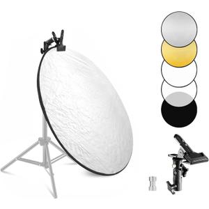 Selens Portable 24inch/60cm Light Reflector with Clamp,5 in 1 Collapsible Multi Disc Photography Reflector Translucent,Silver,Gold,White,Black for Studio Photography Lighting and Outdoor Lighting