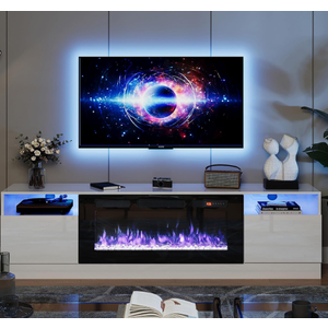  TV Stand with 36", , Modern Wood Highlight Storage Cabinet for TVs Up to 80", 70 inches,White T